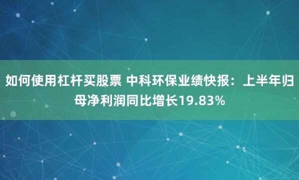 如何使用杠杆买股票 中科环保业绩快报：上半年归母净利润同比增长19.83%