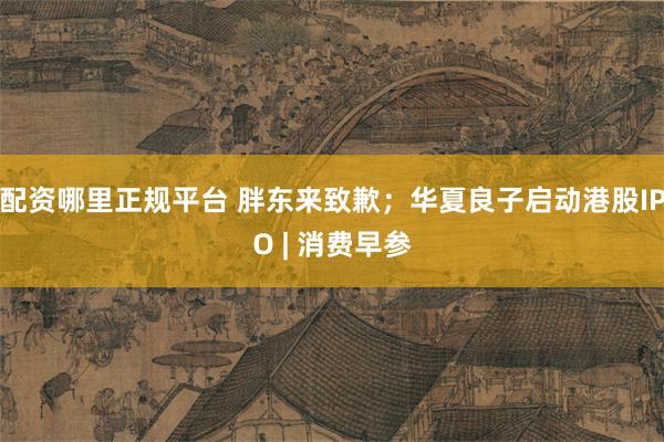 配资哪里正规平台 胖东来致歉;华夏良子启动港股IPO | 消费早参