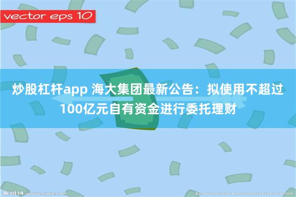 炒股杠杆app 海大集团最新公告：拟使用不超过100亿元自有资金进行委托理财
