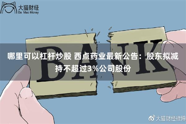 哪里可以杠杆炒股 西点药业最新公告：股东拟减持不超过3%公司股份