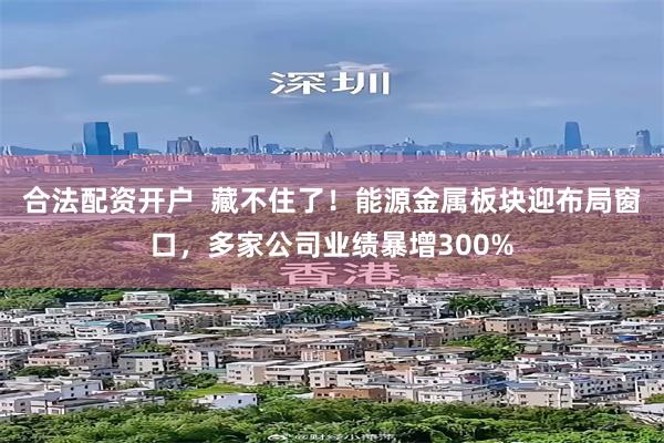 合法配资开户 藏不住了!能源金属板块迎布局窗口,多家公司业绩暴增300%