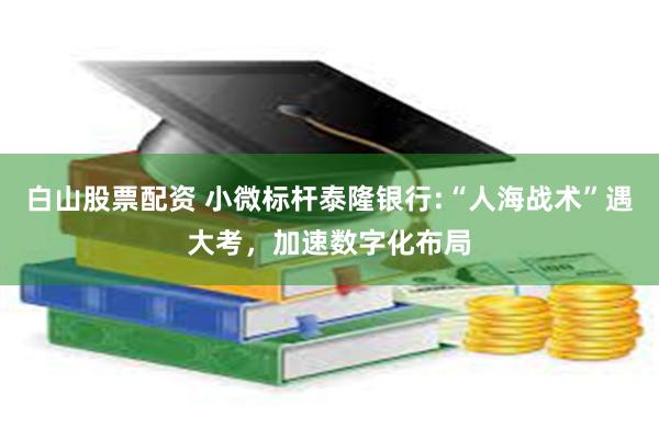 白山股票配资 小微标杆泰隆银行:“人海战术”遇大考，加速数字化布局