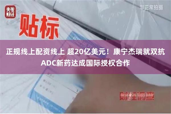 正规线上配资线上 超20亿美元!康宁杰瑞就双抗ADC新药达成国际授权合作