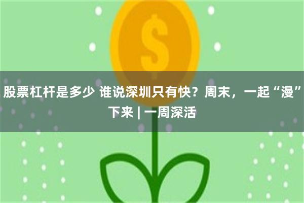 股票杠杆是多少 谁说深圳只有快?周末,一起“漫”下来 | 一周深活